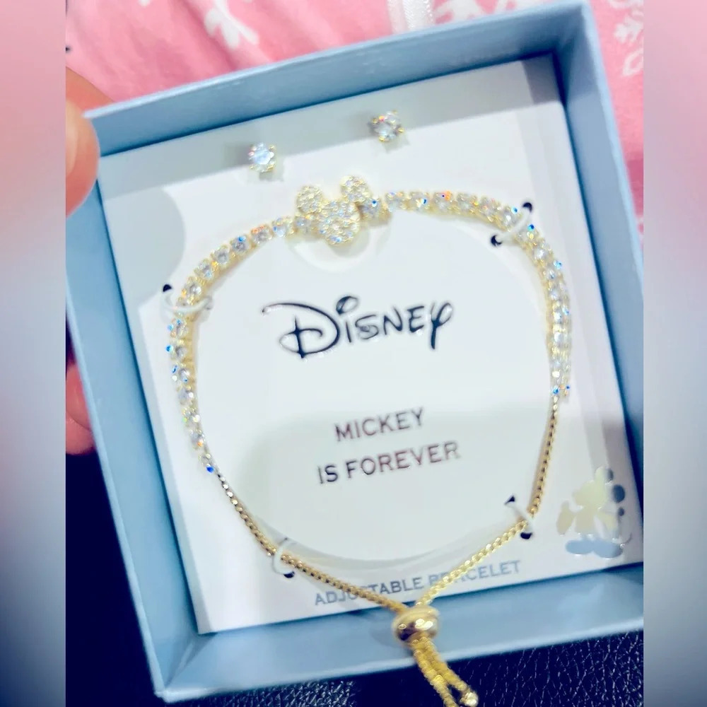 DISNEY MICKEY IS FOREVER ADJUSTABLE BRACELET WITH EARRINGS